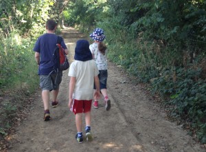 Walking through woods to Broadway Tower