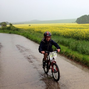 Still smiling, despite the rain