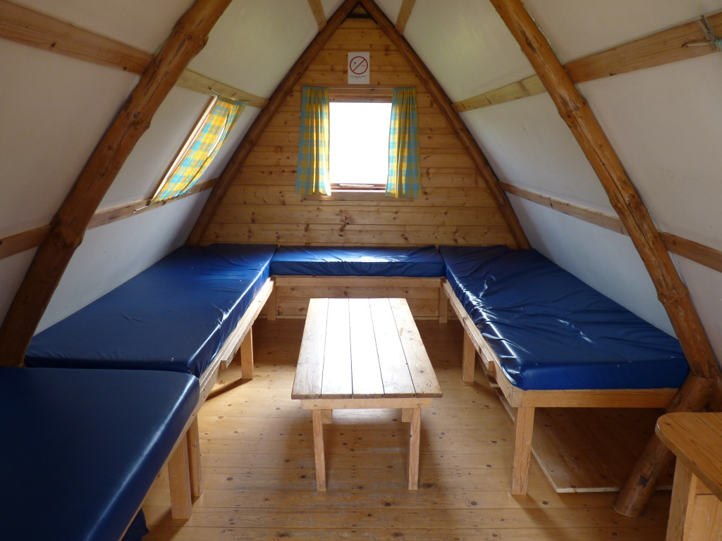 Inside the wigwam at Sands Campsite