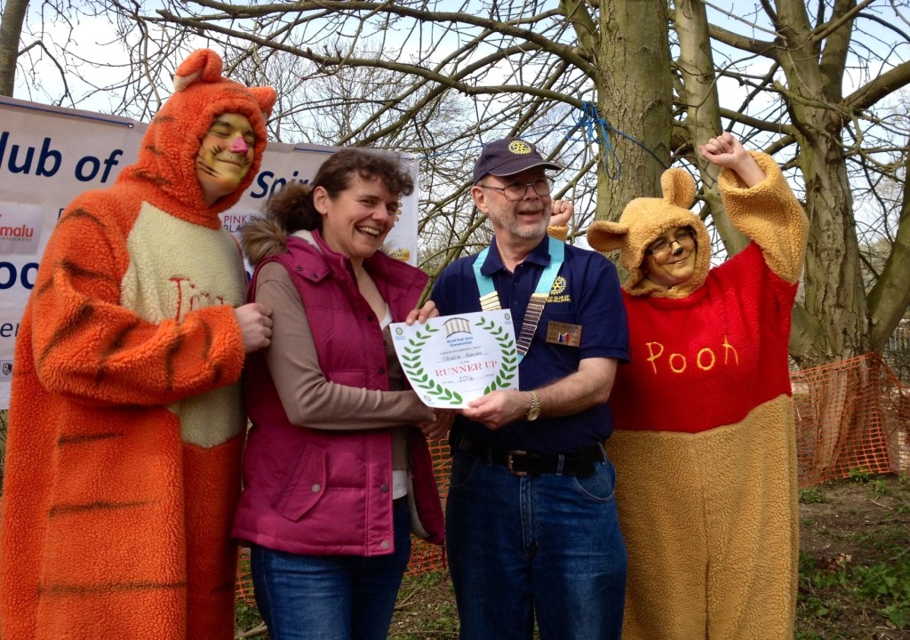 Receiving my Pooh sticks runners up certificate