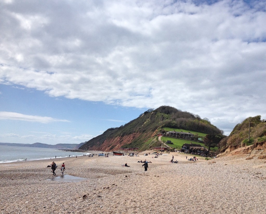 The view along Branscombe beach