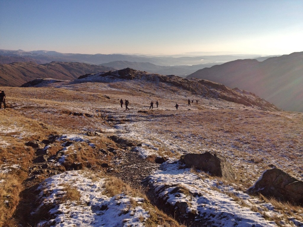 Walking up Harrison Stickle