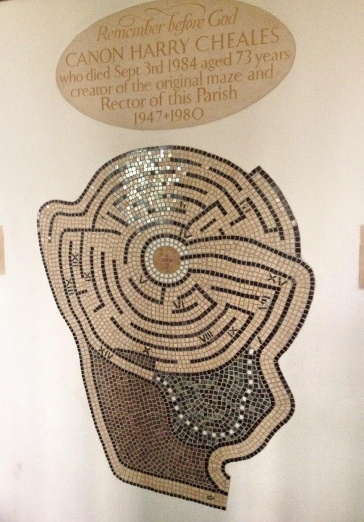 Mosaic maze in Wyck Rissington church