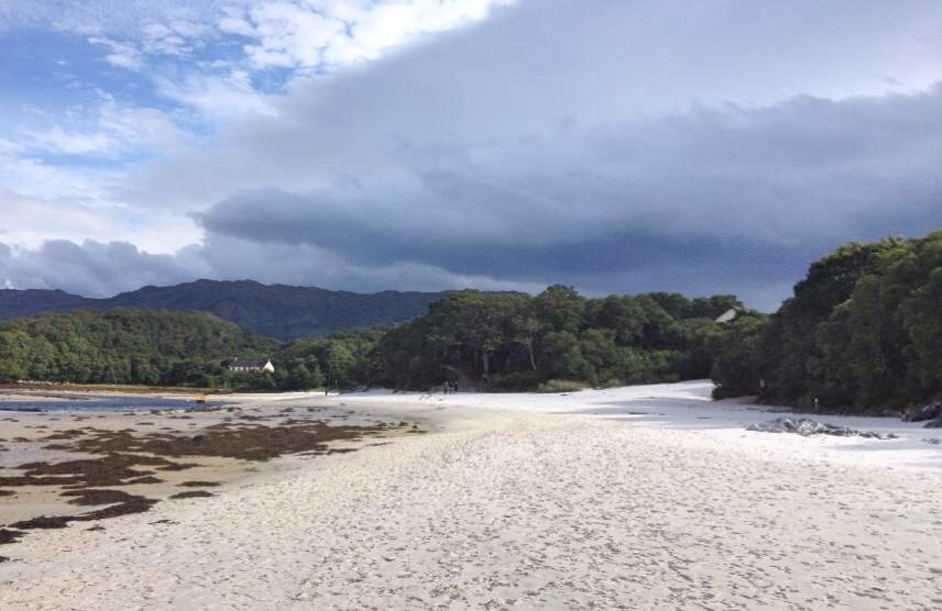 Silver Sands of Morar beach - and dark clouds!