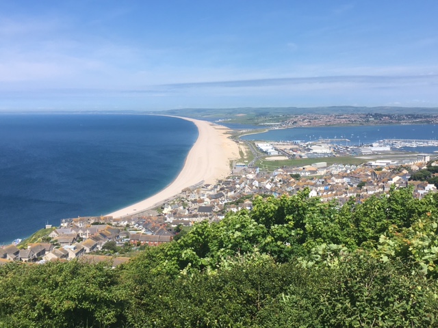 View of Chesil beach from Portland