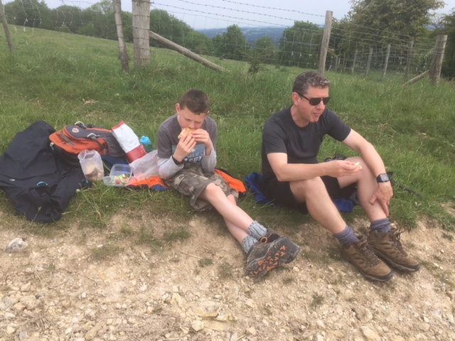 Lunch stop after Bignor Hill descent