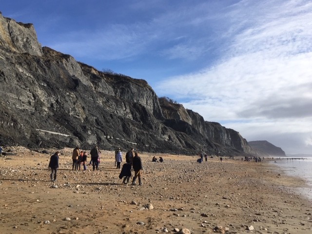 Fossil hunting on Charmouth beach