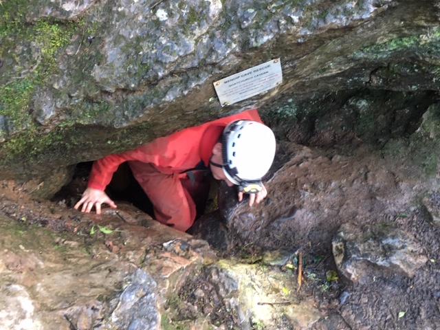 Exiting Goatchurch Cavern, Burrington Combe